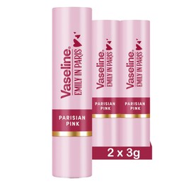 Vaseline x Emily in Paris Parisian Pink, Moisturising Lip Balm, Limited Edition, Pack of 2 Parisian Pink