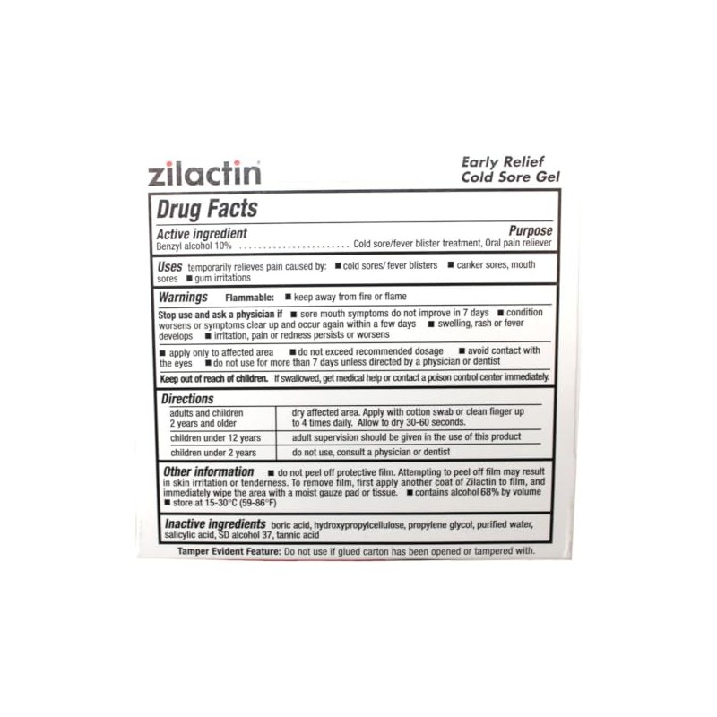 Zilactin Cold Sore Relief Gel - .25 oz (7.1 g),