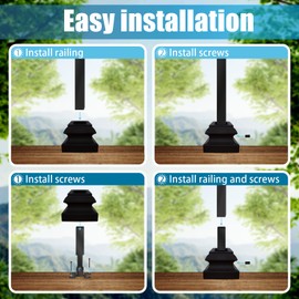 Patavin 48 Pcs 1/2" Iron Baluster Flat Shoes for Interiors Square Stair Holoow Sprindles,Satin Black