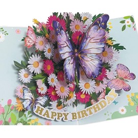 Aligiftqod Happy Birthday Pop Up Card, Beautiful butterfly Card, pop up birthday card for Women, Sister, mom, Grandma, gradaughter, Aunt, Daughter, 5.7 * 7.7 with Envelope