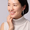 R-days Daikanyama Cotton Pearl Tricule Non-Hole Earrings, Hypoallergenic, White, Beige,