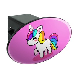 GRAPHICS & MORE Cute Kawaii Rainbow Unicorn Chibi Oval Tow Trailer Hitch Cover Plug Insert