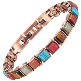 MagVIVACE - Tobillera magnética de cobre para mujer para artritis y articulaciones, pulsera de tobillo de cobre 99.9% para mujer (B)