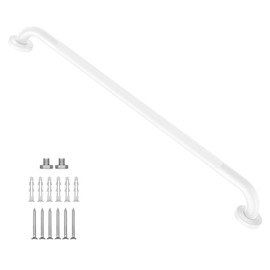 White Shower Grab Bar w/Anti-Slip Knurled Grip 36 Inch, Zepolu Stainless Steel Bathroom Handicap Grab Bars, Safety Bar Balanced Handrail, Handicap Injury Elderly Senior Assist Support Shower Handle