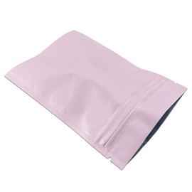 WACCOMT Pack Pack of 100 Matte Aluminium Foil Packaging Bag Zip Self Seal Flat Bag Food Storage Odour-Proof Mylar Bags (Matt Pink, 12 x 18 cm (4.7 x 7.1 inch))