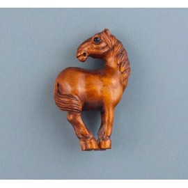 HANDMADE BOXWOOD OJIME BEAD - HORSE