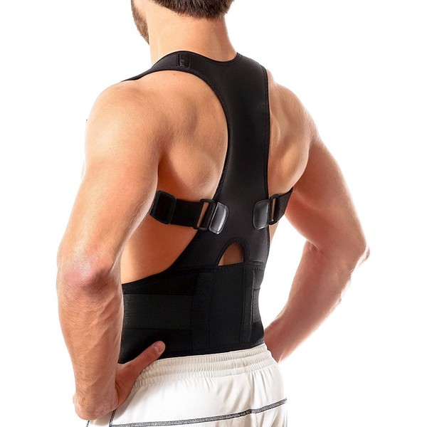 Back Brace Posture Corrector XL | Best Fully Adjustable Support Brace | Improves Posture and Provides Lumbar Support | For Lower and Upper Back Pain | Men and Women (Extra Large)