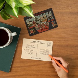 Sioux City, Iowa, Large Letter Scenes (4x6 Birch Wood Postcards, 2-Pack Stationary, Rustic Home Wall Decor)