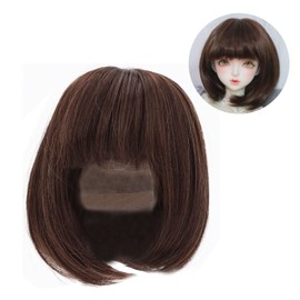 Hair, Doll Wig Good Effect 3 Piece Internal Mesh Straight Bang for Present (Dark Brown)