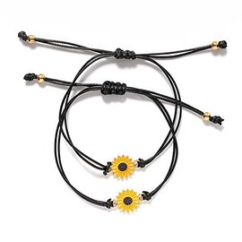 Friendship Bracelets Gifts for 2 Best Friends Sunflower Bracelet Jewelry for Women Girls Matching Sister Bracelets for Kids Christmas Birthday Gifts for Daughter BFF Besties