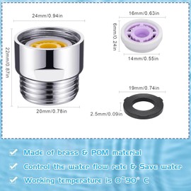 Wekuw Set of 12 Flow Restrictors Shower Water Saver Flow Restrictor Tap Water Saver for Shower 1/2 Inch Water Saving Insert for Kitchen, Bathroom, Hotel, 4L, 5L, 6L, 7L