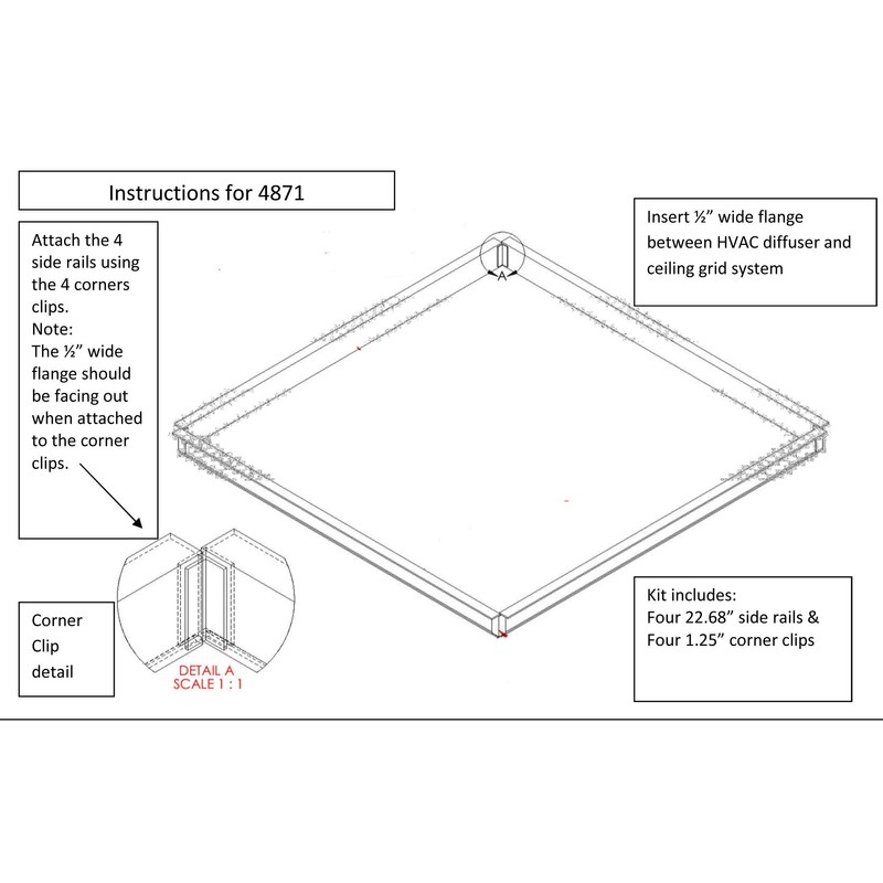 Clear Ceiling DUST Deflector for 2'X2' Ceiling AIR DIFFUSERS-Package of