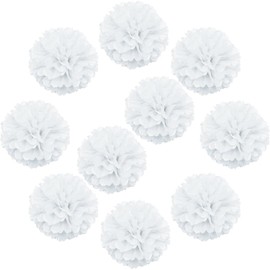 Lightingsky 10pcs DIY Decorative Tissue Paper Pom-poms Flowers Ball Perfect for Party Wedding Home Outdoor Decoration (10-inch Diameter, White)