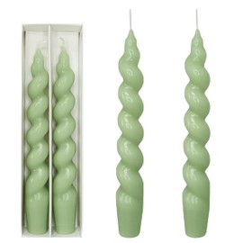 Spiral Taper Candles Green Twisted Candlestick 7INCH Short Tapered Candle Unscented Candle Stick Smokeless Candles for Relaxation, Ambiance, and Special Occasions