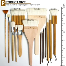 GACDR Pottery Brushes for Glazing,15 Pcs Ceramic Brushes Set with Storage Box Wool Bamboon Hake Brushes for Pottery Acrylic Watercolor