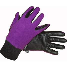 Ryda Childrens Winter Fleece Backed Leather Horse Riding Gloves (Purple, Small)