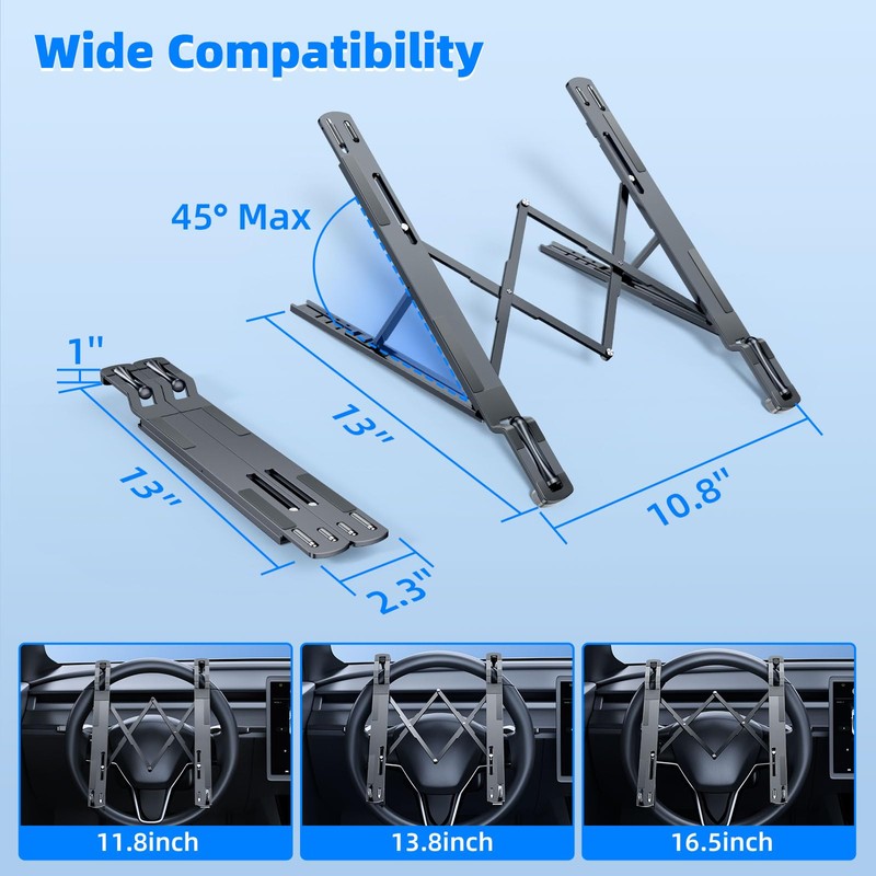 Angle Adjustable Car Steering Wheel Laptop Holder,Foldable Laptop Stand for