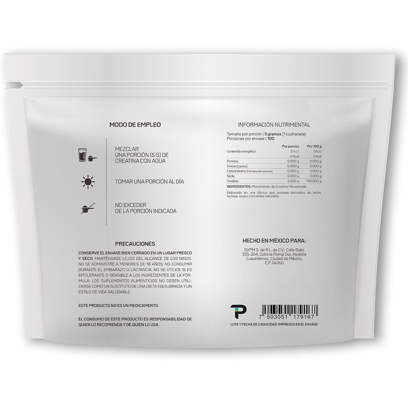 Primetech Nutrition Creatina Monohidratada Micronizada en Polvo 500 gr