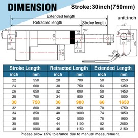 12V Linear Actuator 176lbs/800N 0.78"/s High Speed Linear Actuator Stroke 30Inch IP65 Protection Electric Actuator with Mounting Brackets,for Door Opener,Solar Tracker,Electric Lifting System