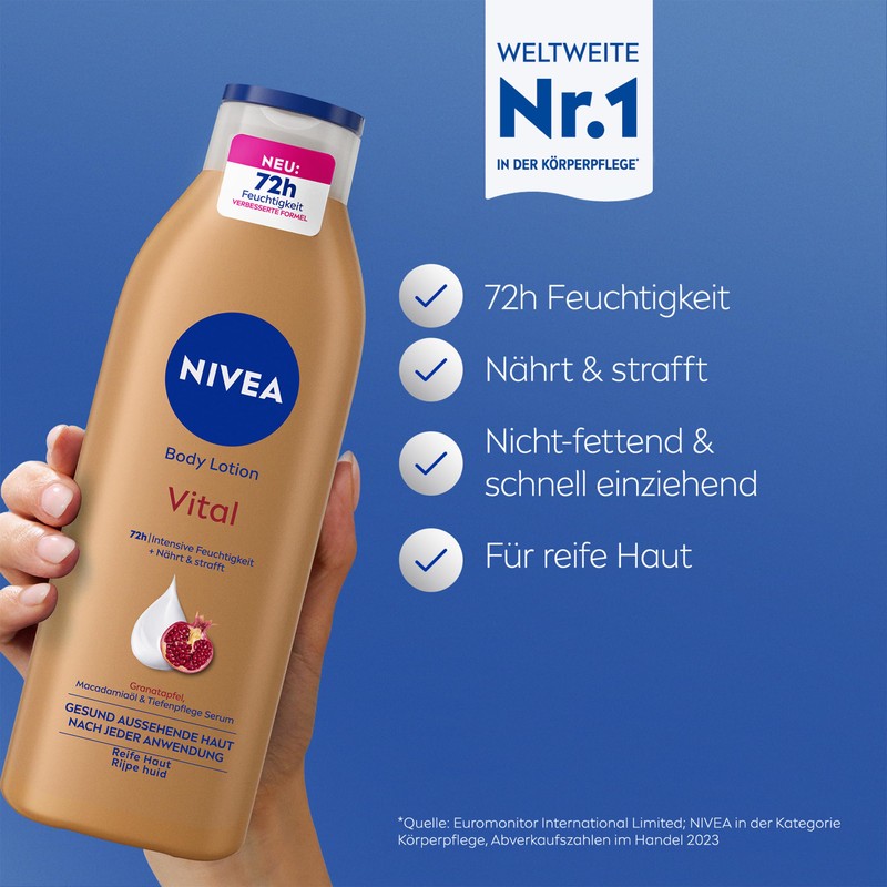 NIVEA Body Lotion Vital, Nourishing Body Cream for Mature Skin