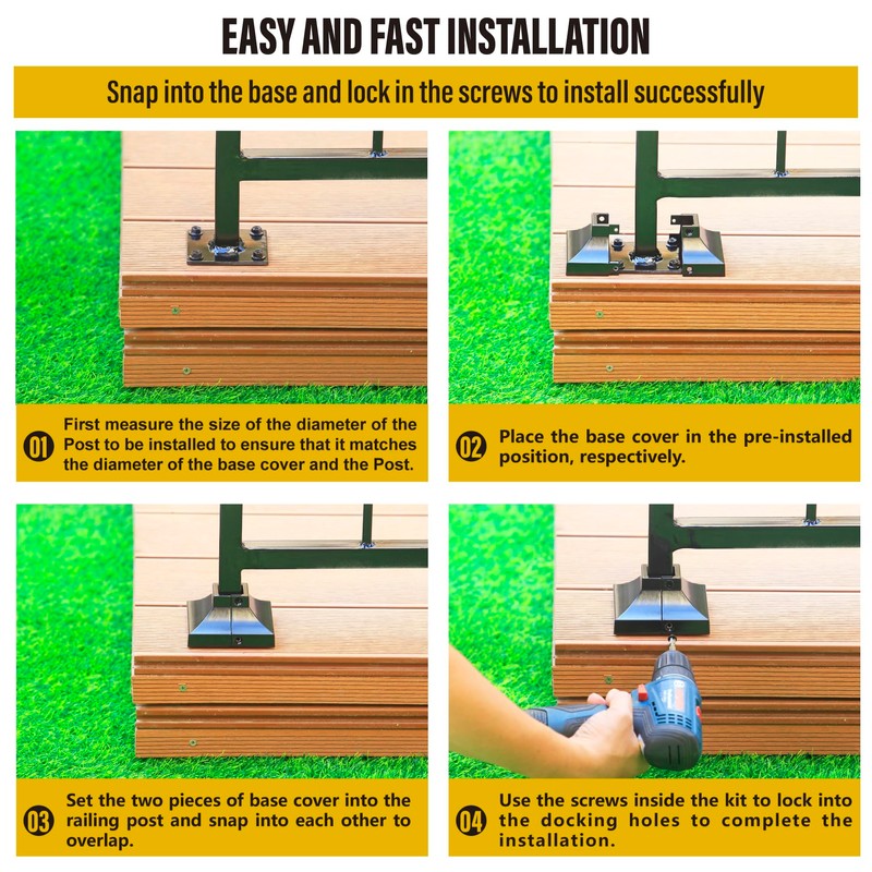 Epcee 4pcs Post 1" Aluminum Deck Post Base Cover, Post