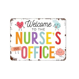 JINHEQIAO Welcome to The Nurse's Clinic Sign, School Health Office Poster Pediatric Clinic Decor, Health Room, School Nurse Gift Metal tin Signs School bar Cafe Cafe Hospital tin signs 12X8Inch