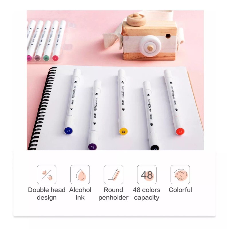 Deli Plumones Doble Punta Permanentes Caja De Almacenamiento 48pz