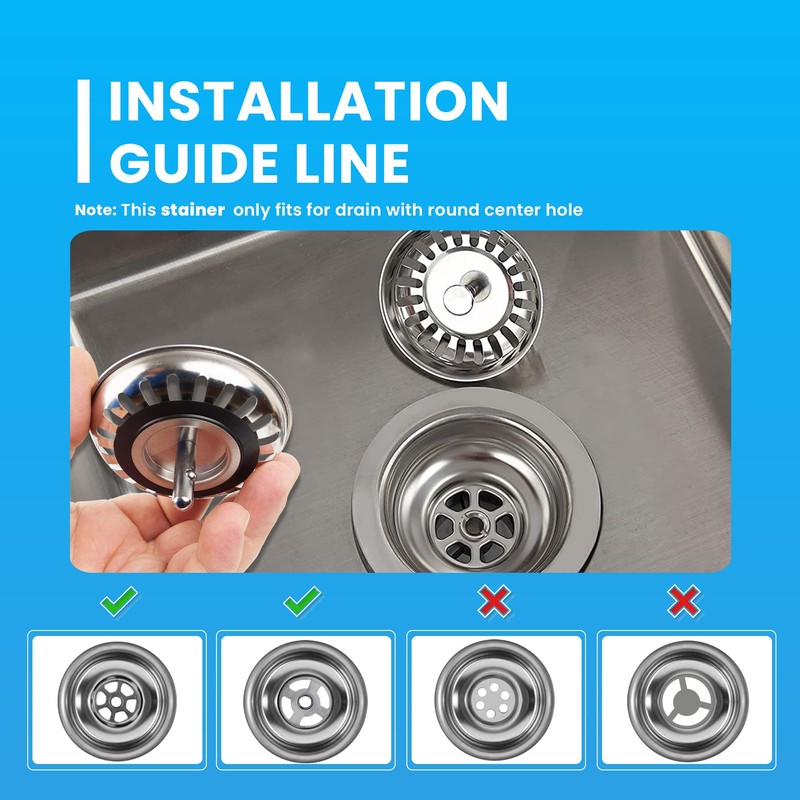 Kitchen Sink Strainer Drainer Plug - 84mm Thick Stainless Steel