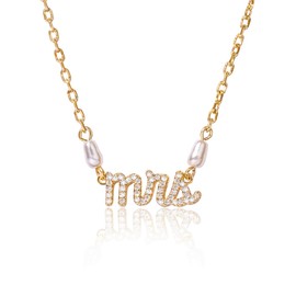 Benevolence LA Mrs Necklace with Pave Stones, Bride Necklace, Dainty Gold Necklace, Gold Plated Dainty Necklace, Jewelry for Women, Gift for Women, Gift for Her, Designed in California