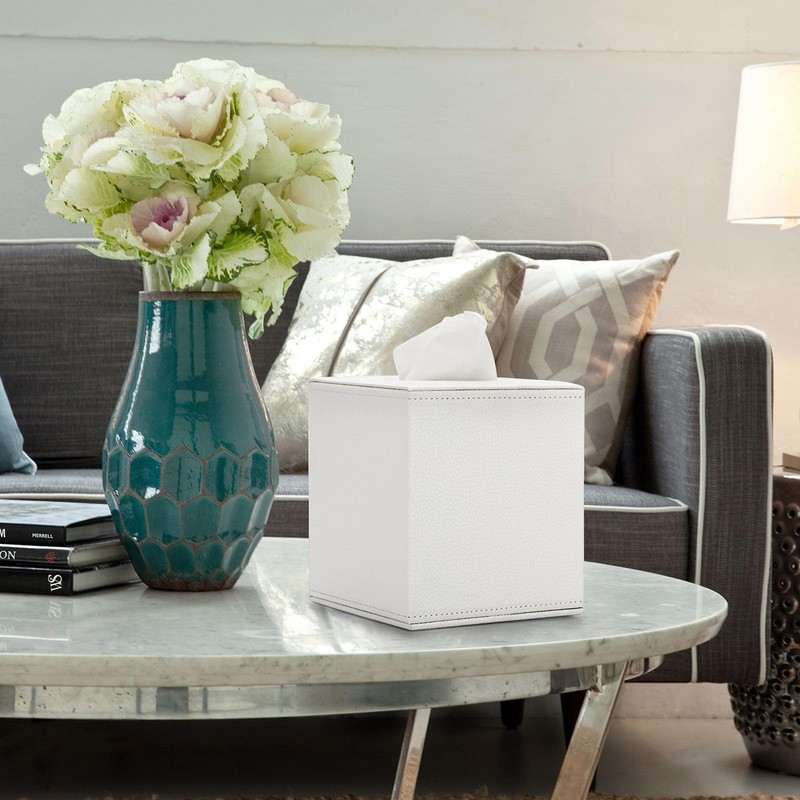 BTSKY PU Leather Cube Tissue Holder Box - Household/Office Square