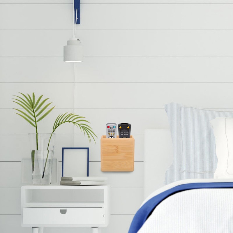 Garneck Wall-Mounted Remote Control Holder, Bamboo, Natural