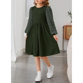DOKOTOO KIDS Tween Girls Dresses Fall Winter Long Sleeve Sweater Dresses Cute Girl Fashion Knit Swiss Dot Fancy Boho Flowy Holiday Christmas School Party Dace Casual Outfits Green 12-13 Years