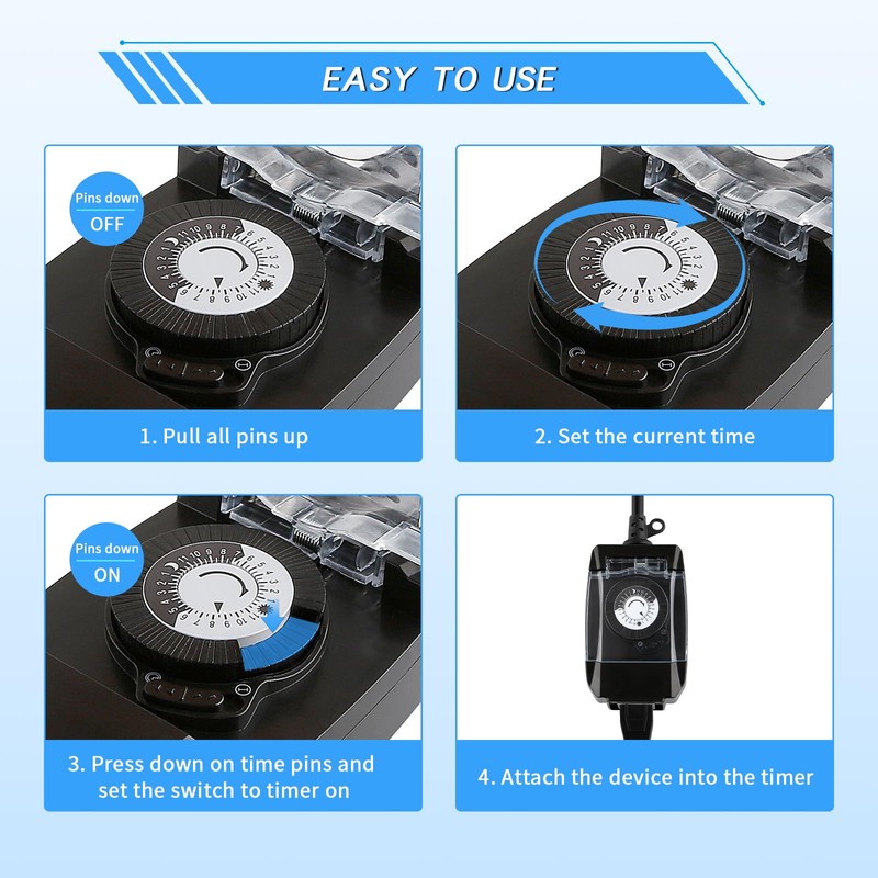 M EGA MEGACUBE Outdoor Timer Outlet Waterproof, 24 Hour Mechanical