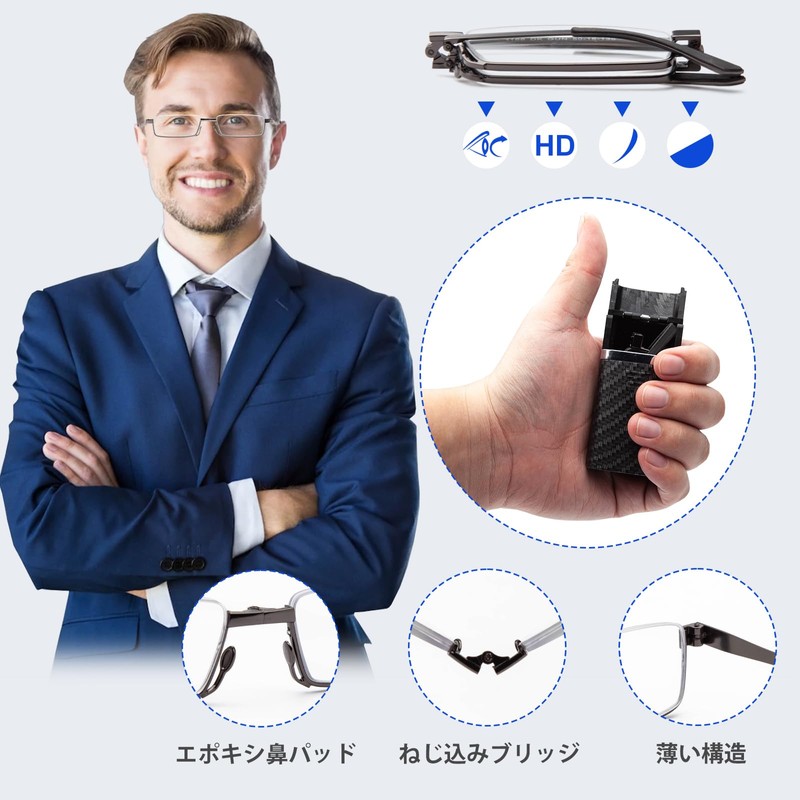 [JIMMY ORANGE] 携帯用の折りたたみ老眼鏡の男女共通 リーディンググラス レディース 老眼鏡 レディース お洒落 人気 ブルーライトカット