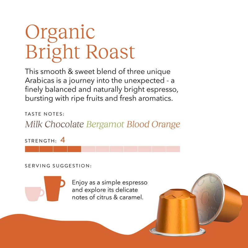 Cru Kafe Organic Bright Roast Arabica Espresso Single-Serve Organic Arabica