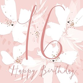 Happy Birthday - Handfinished 16th Birthday Card with Crystals