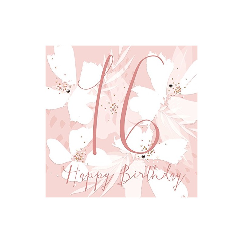 Happy Birthday - Handfinished 16th Birthday Card with Crystals