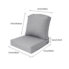 Goodgoods 24x24 inch Outdoor/Indoor Deep Seat Patio Cushions Set of 2 Resilient Foam Filling Water Repellent Stain-Resistant UV Resistant Weather Resistant Deep Seat Bottom Stone Gray