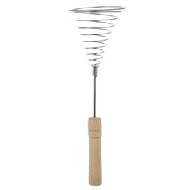 Stainless Steel Spring Coil Whisk 1 Pcs - Wire Whip Egg Whisk with Wooden Long Handle - Heavy Duty Whisks for Cooking