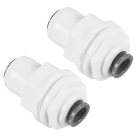 PATIKIL 1/4" Push to Connect Bulkhead Fittings, 5 Pack Straight Water Line Fitting for RO Water System, White