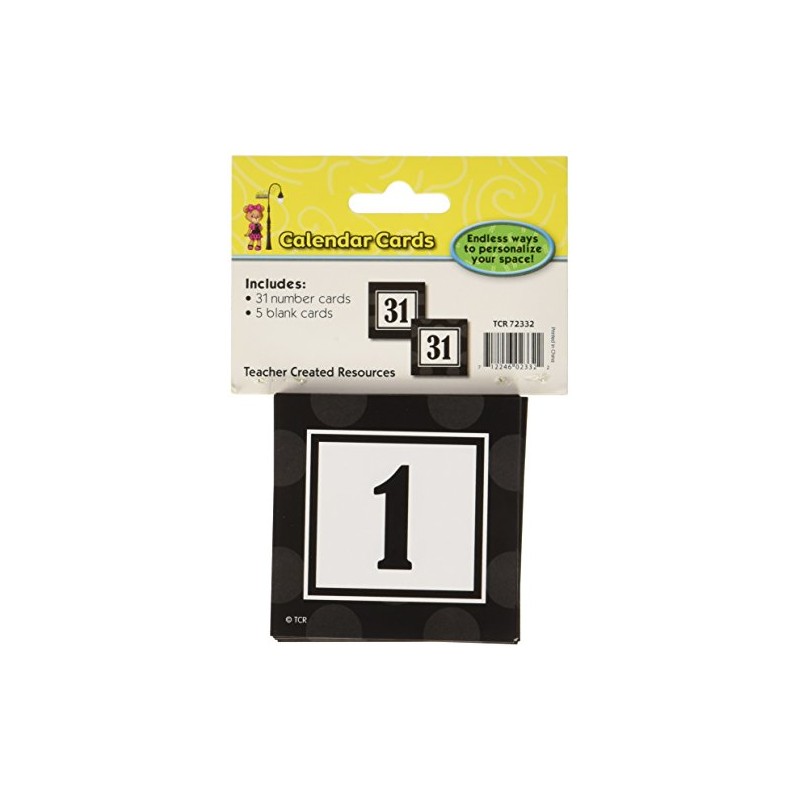 Teacher Created Resources Black Sassy Solids Double-Sided Calendar Cards