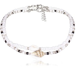 CYWQZZ Boho Choker Necklace Short Shell Pearl Necklaces Beads Beach Jewellery for Women and Girls Shell, Shell, Pearl