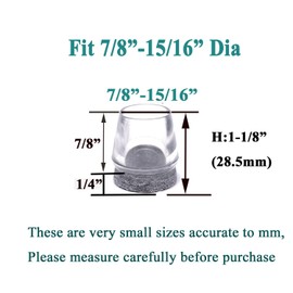 Furnigear Chair Leg Floor Protectors - Felt Furniture Pads Silicone Chair Leg Cups Round Hardware Floor Protectors (7/8” - 15/16”,20 Pack)