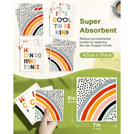 Miss Adola - Kitchen Reusable Swedish Dishcloths - 12 Pack Absorbent, Fast Drying, Cute Pattern Decorate Washable Towels, Rainbow