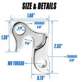 2 Piece Bike Rear Derailleur Hanger Aluminium Alloy Rear Gear Mech Bike Gear Derailleur Hanger Hook Drop Out Adapter with Allen Wrench and Screws