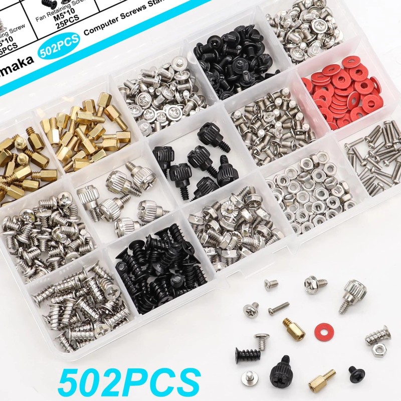 Bemaka 502PCS Computer Screws Assortment Kit, Motherboard Standoffs PC...