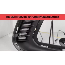 WenQi For 2016-2018 Hyundai Elantra LED DRL Turn Signal Night Driving Fog Lights Pair