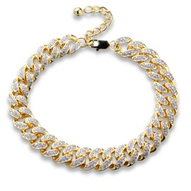 Halukakah Gold Chain for Men Iced Out, 14/20 mm Men's 18 Carat Real Gold-Plated / Platinum White Gold Diamond Cuban Chain Miami Necklace Bracelet with Gift Box, Metal, No gemstone