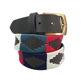 Carlos Diaz Mens Womens Premium Unisex Brown Leather Embroidered Designer Polo Belt (80 cm/ 30-32 Inches)