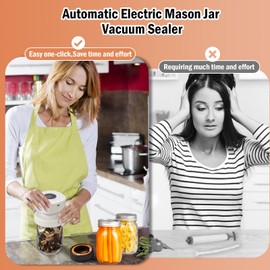 BANORES Electric Mason Jar Vacuum Sealer Kit for Wide Mouth and Regular Mouth Mason Jars, Multi-Function Automatic Vacuum Sealer with 2 Wide Mouth and Regular Mouth Reusable Lids for Food Storage